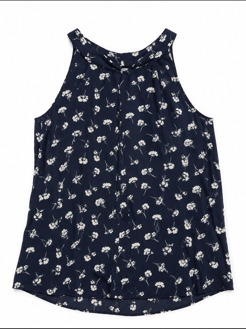 Ann Taylor Factory Navy Floral Sleeveless Blouse Office/Career